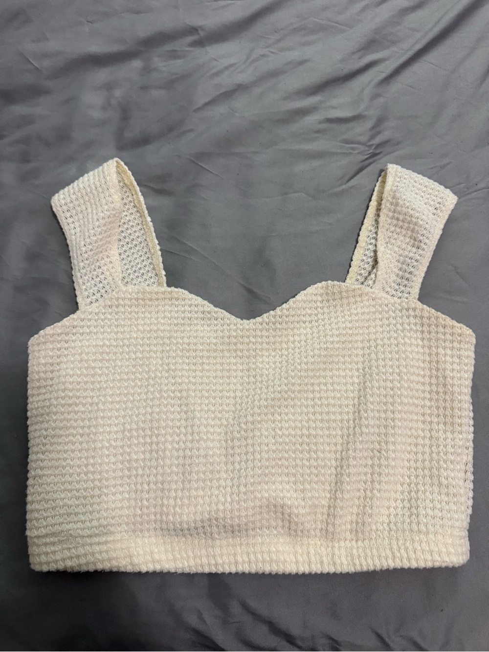 SHEIN Cream Waffle Knit Cropped Tank